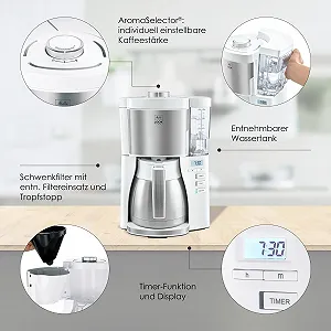 Капельная кофеварка Melitta Look V Therm Timer 1025-17 1.25 л Термос Белая synthetic.ua - Фото 1