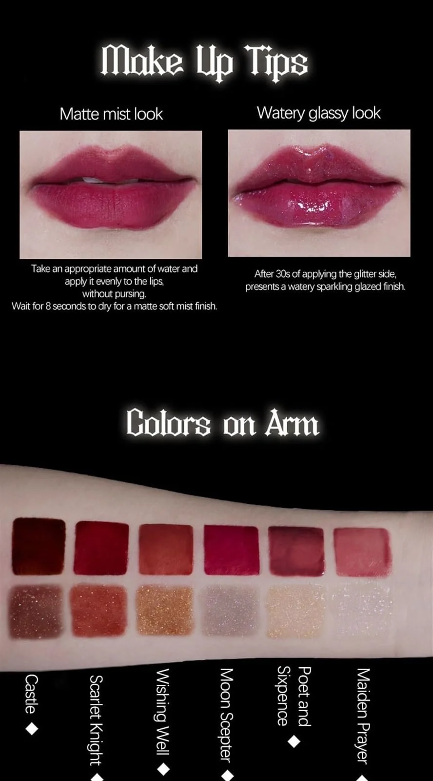 Блеск для губ Haggard Scepter Series двухсторонний стеклянный - экстра-стойкий, супер увлажняющий и с бриллиантовым блеском (5#), фото №8