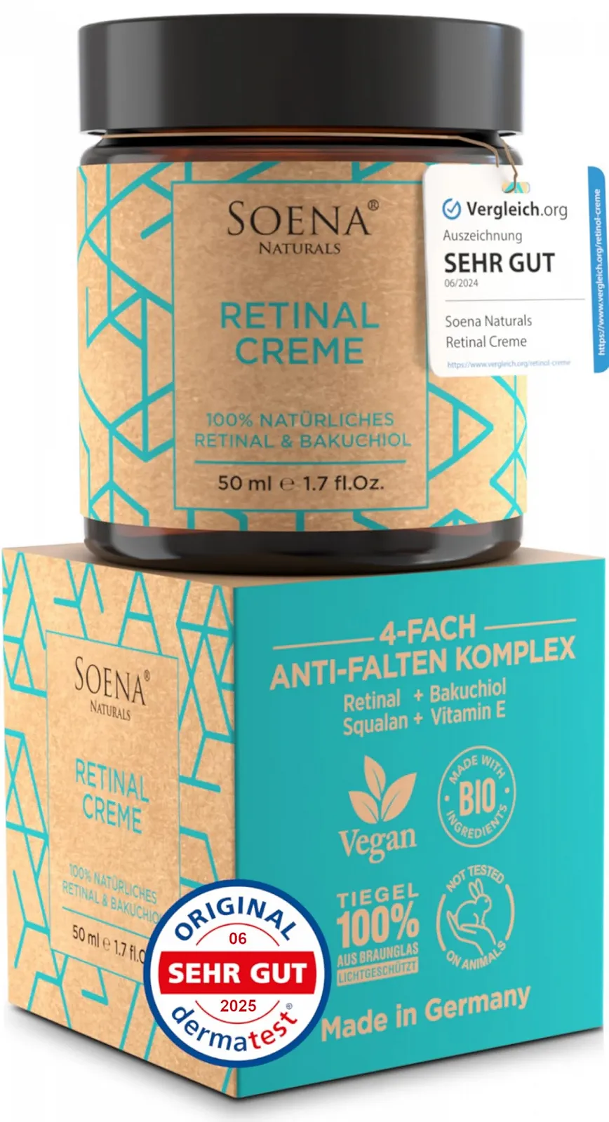 Крем для обличчя Soena Organic Retinol Cream з ретинолом, бакучіолом та гіалуроновою кислотою зволожувальний проти зморщок та акне, фото №1 Крем для обличчя Soena Organic Retinol Cream з ретинолом, бакучіолом та гіалуроновою кислотою зволожувальний проти зморщок та акне, фото №1