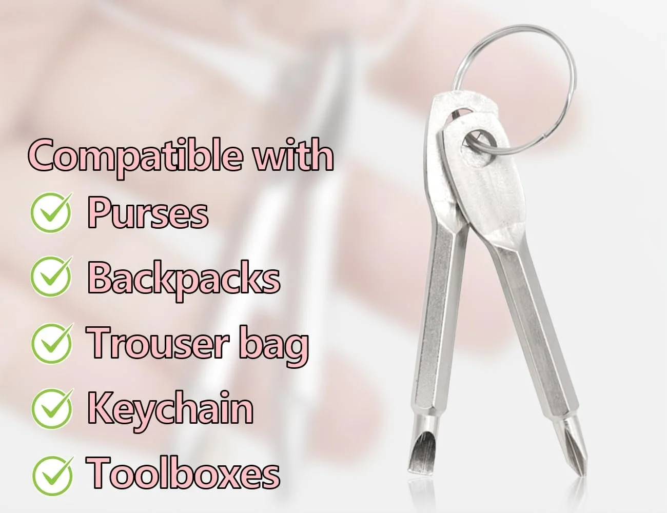 Викрутка KAPSING Mini, Багатофункціональна викрутка-брелок, Набір з 2 портативних Phillips і плоскої викрутки (1 набір), фото №7