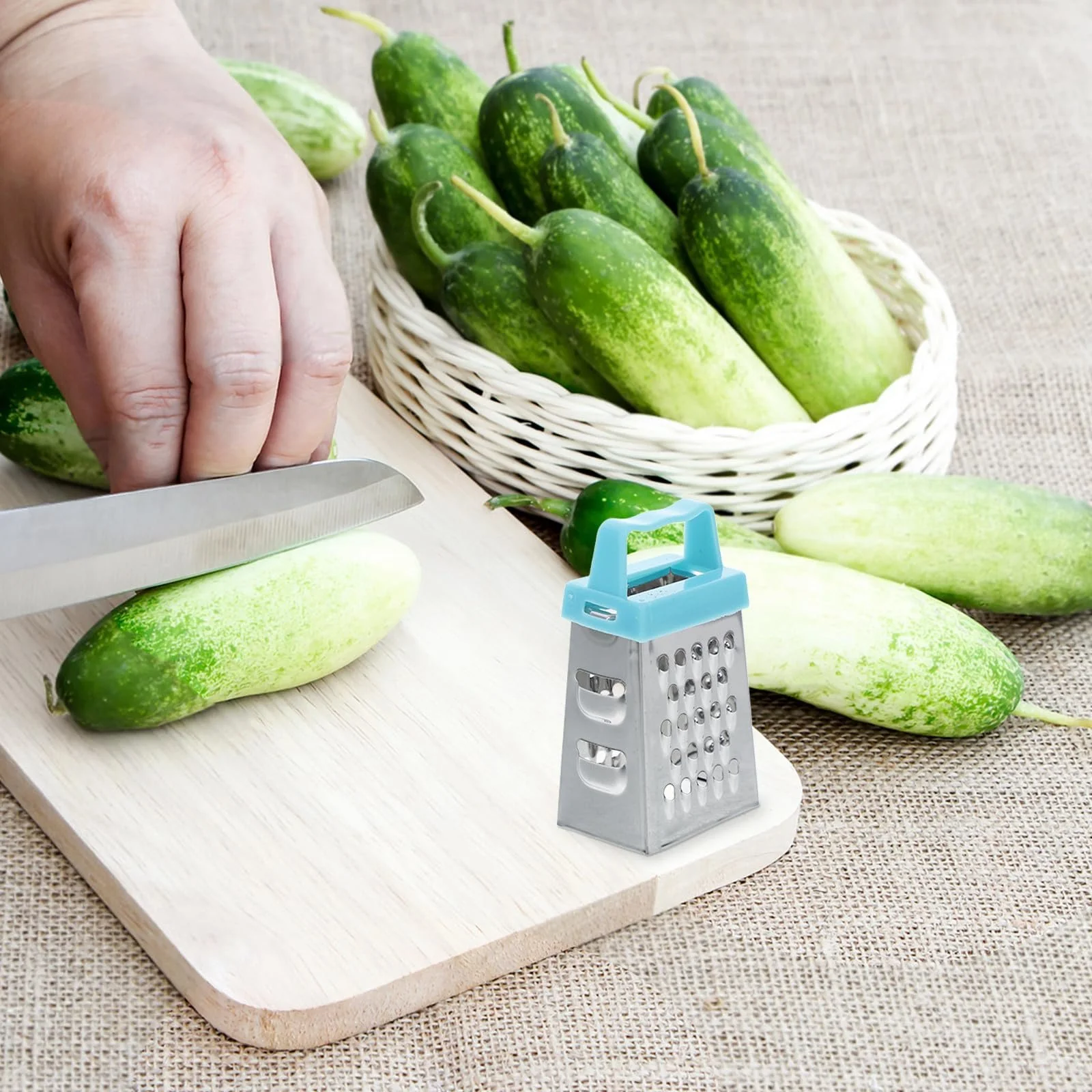 Міні-терка SOIMISS 6 шт., подрібнювач овочів з нержавіючої сталі для кухні, компактна ручна терка для харчових продуктів з 4 лезами, фото №6