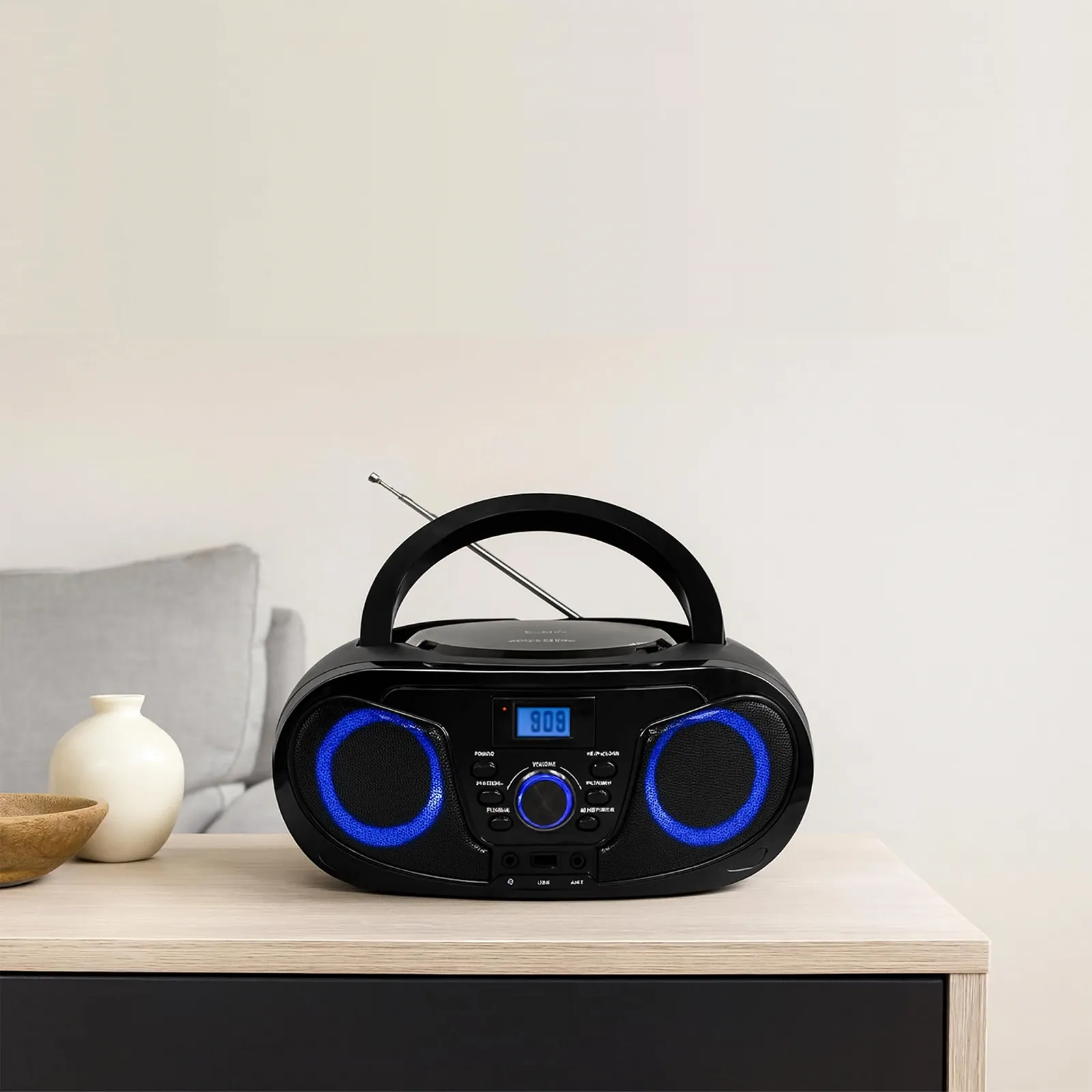 Магнитола CD-проигрыватель Silva Schneider MPC 25.4 USB с FM-радио, USB для MP3, AUX и разъемом для наушников, ЖК-дисплей, 40 Вт p.m.p.o., питание от сети/батареи Черный, фото №8