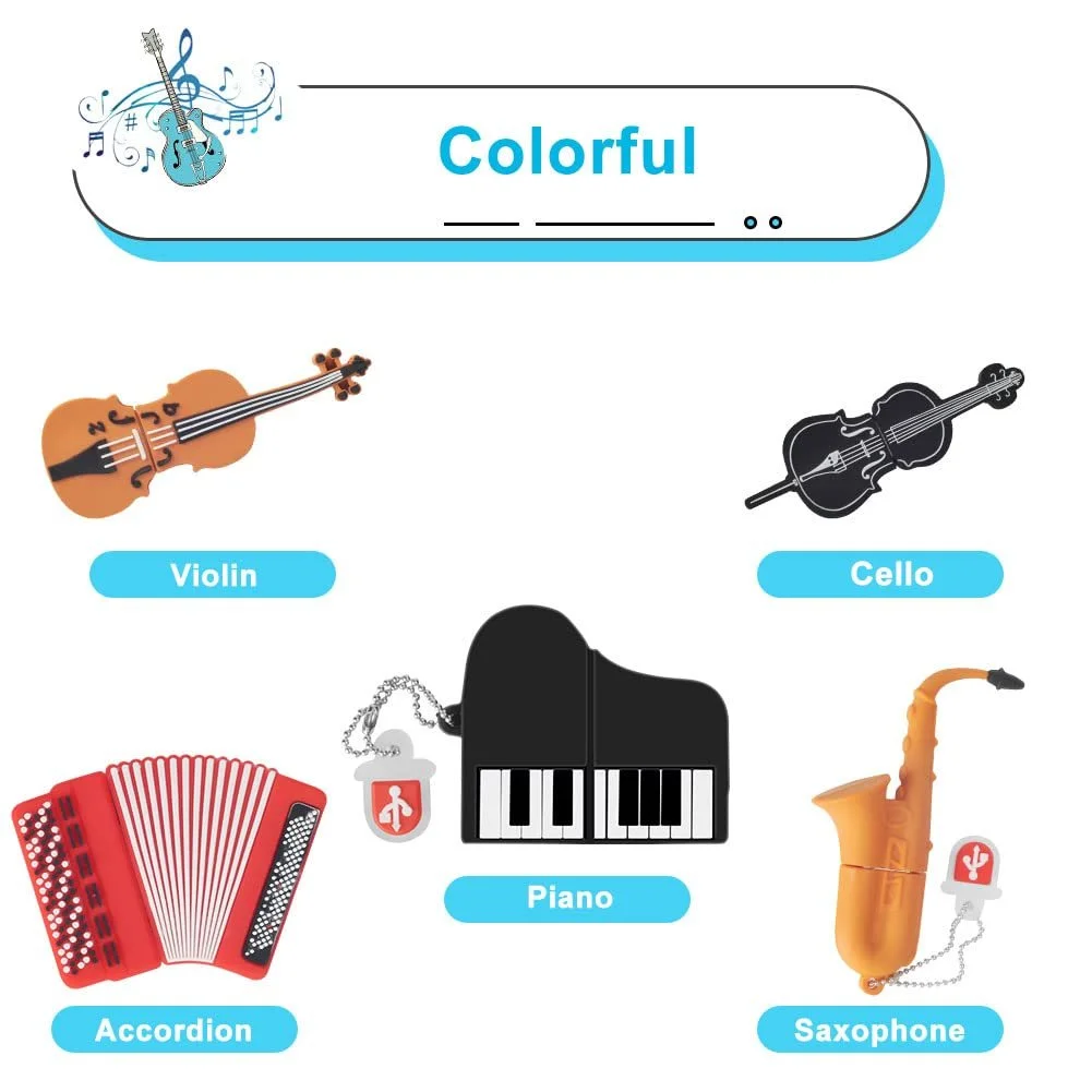 USB-накопичувач BorlterClamp Cute Musical Instrument Pattern 16 ГБ 5 шт., фото №3 USB-накопичувач BorlterClamp Cute Musical Instrument Pattern 16 ГБ 5 шт., фото №3