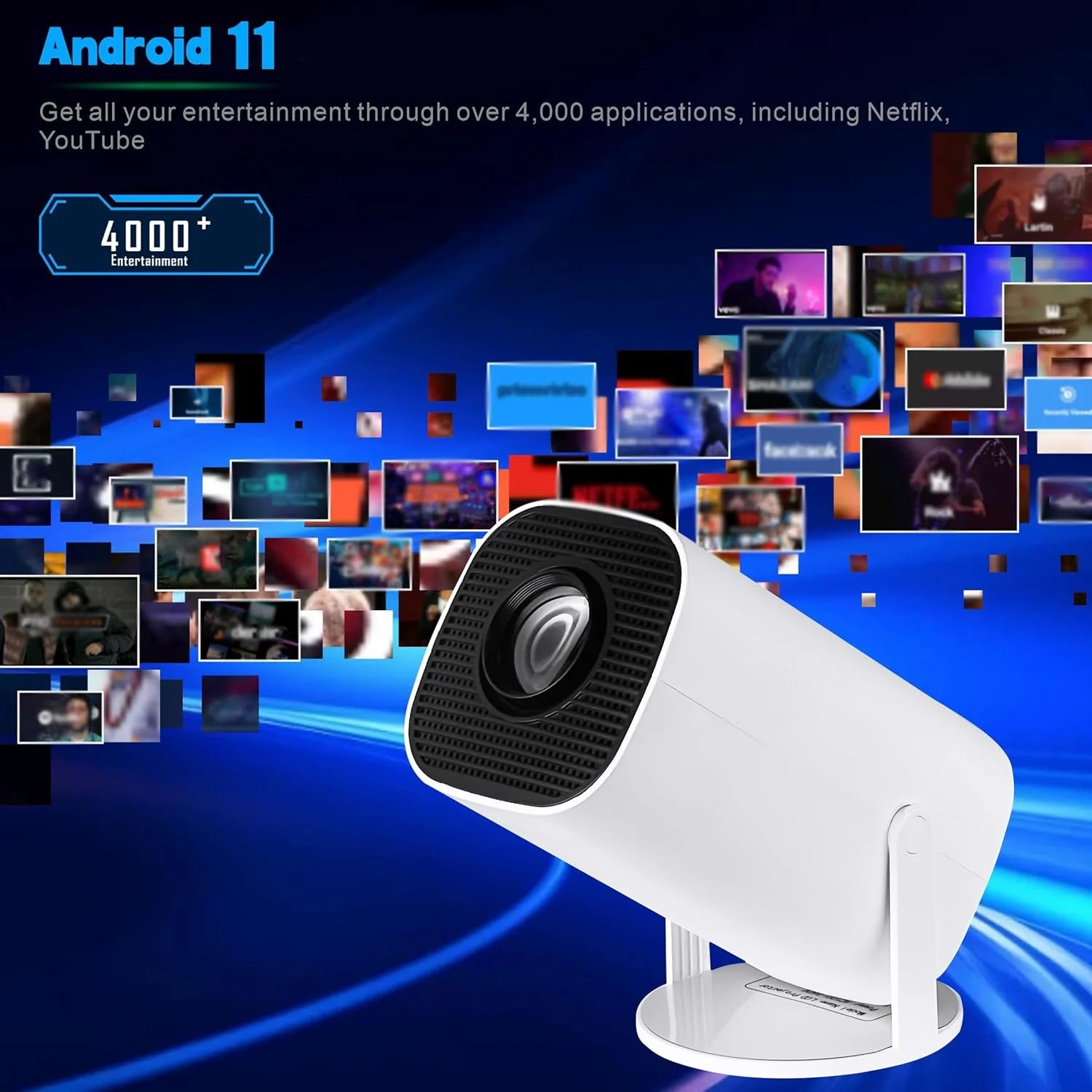 Проектор Hongtop P30 HD Wi-Fi Bluetooth Android 11, фото №2 Проектор Hongtop P30 HD Wi-Fi Bluetooth Android 11, фото №2