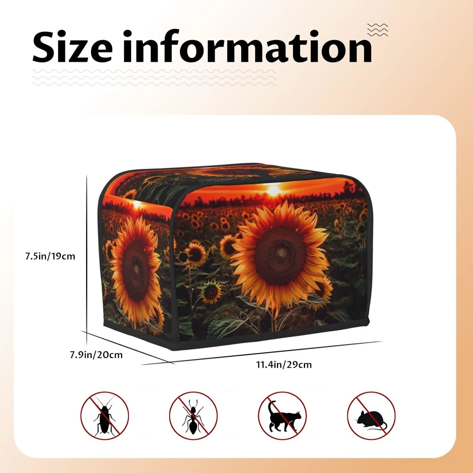 Чохол для тостера Sunset Sunflower на 2 скибки Універсальний розмір, фото №5 Чохол для тостера Sunset Sunflower на 2 скибки Універсальний розмір, фото №5