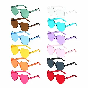 Сонцезахисні окуляри Без оправи у формі серця FALGXYY Прозорі кольорові серцеподібні - Фото 1