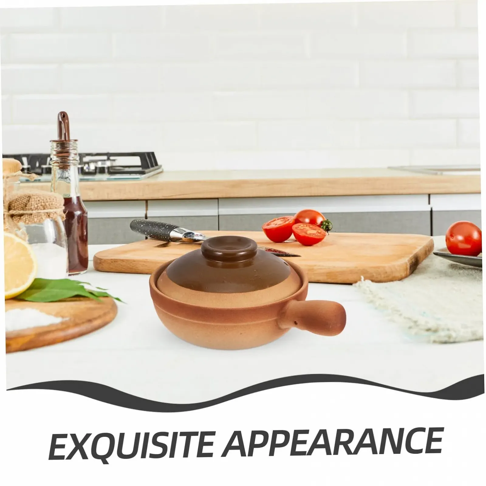 Горщик для запікання традиційний керамічний глиняний з кришкою 850 мл, фото №9