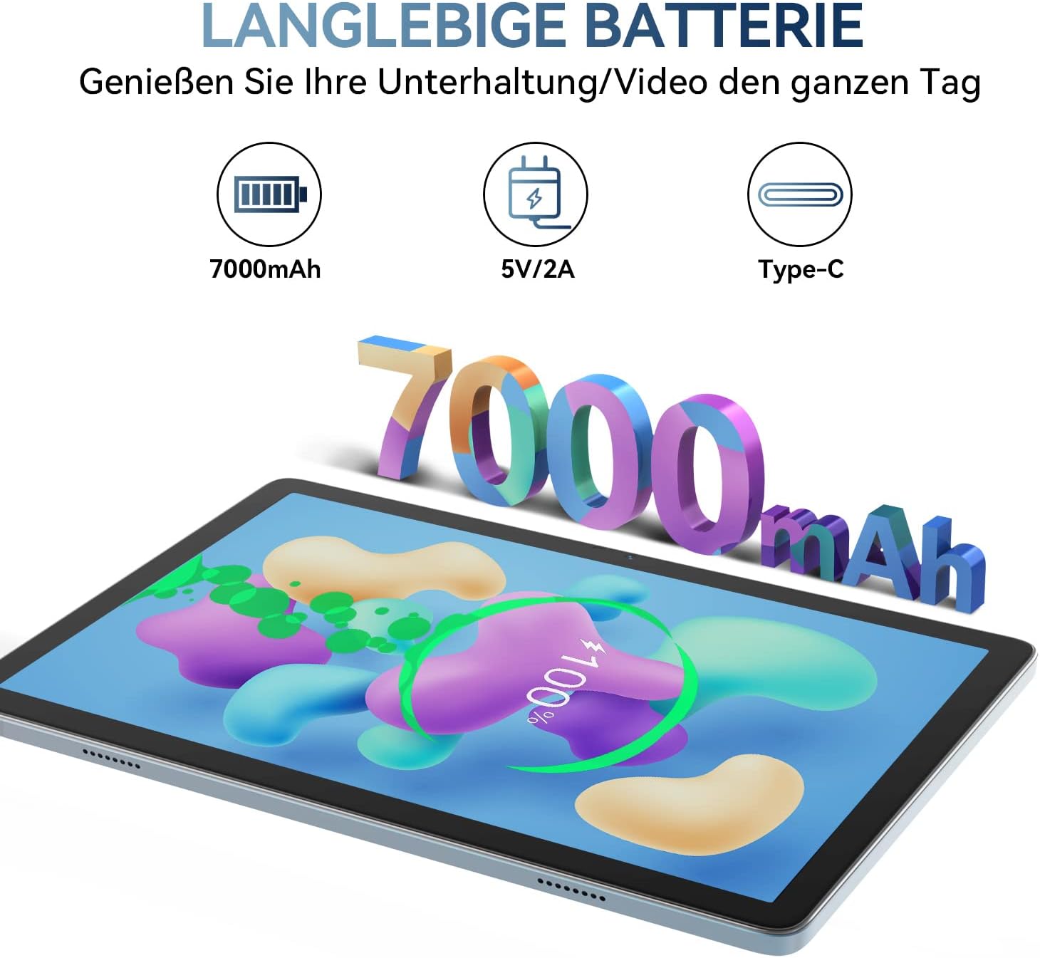 Планшет 10.1" Feonal K110 4+4/128Gb 8 ядер Android 12 7000 mAh Блакитний, фото №3