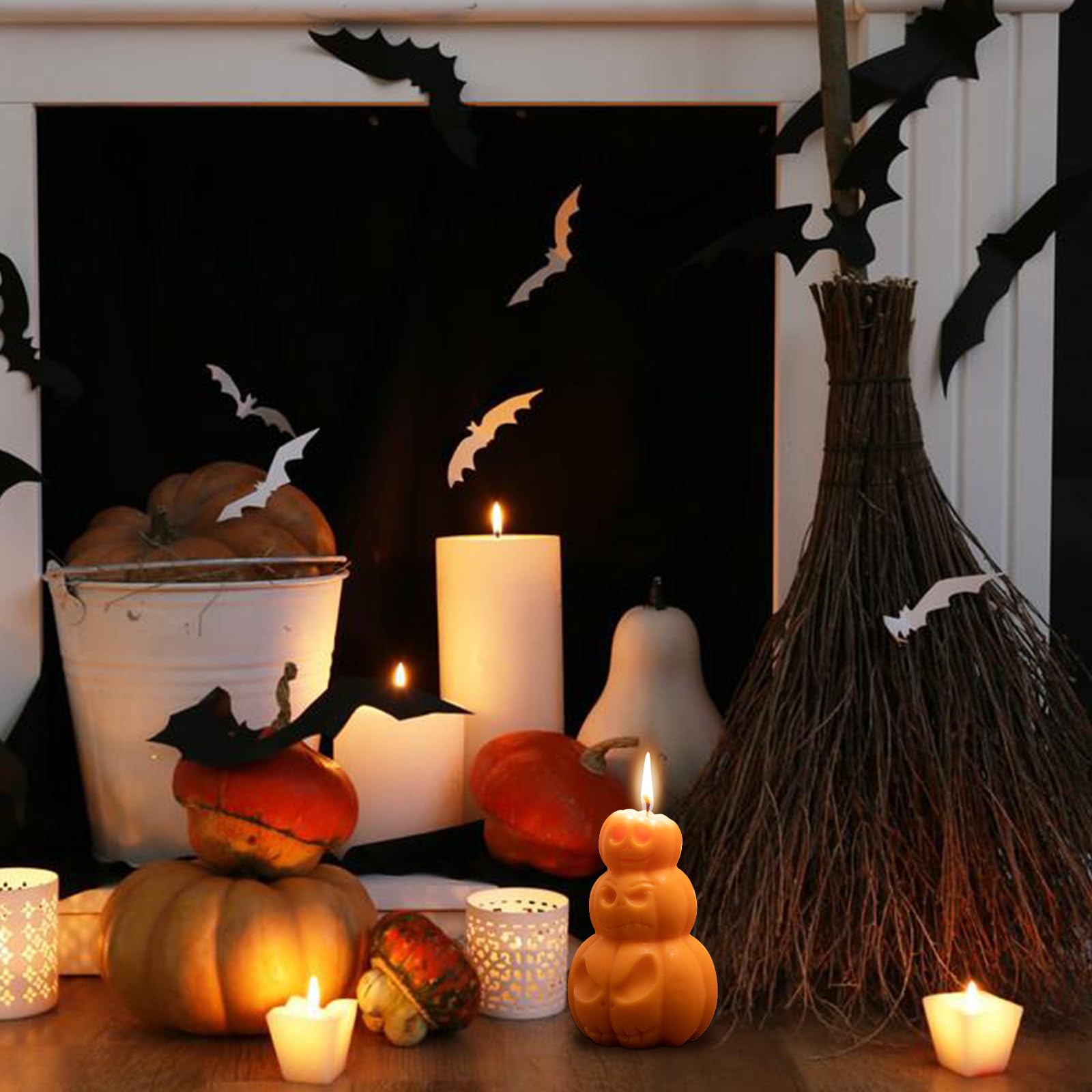 Свеча Halloween Pumpkin Ghost Face Handmade Wax, фото №4
