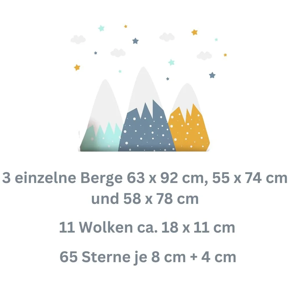 Наклейка на стену Горы #54 3 горы, 11 облаков, 65 звезд, фото №1 Наклейка на стену Горы #54 3 горы, 11 облаков, 65 звезд, фото №1