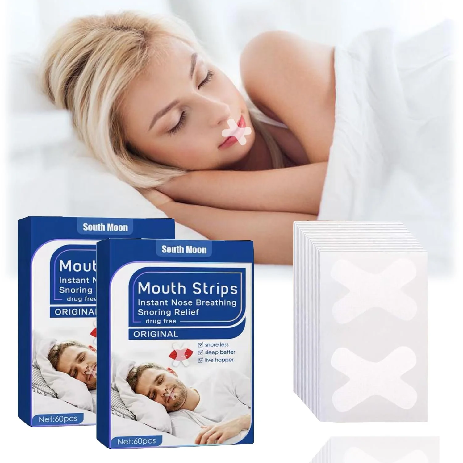 Смужки від хропіння, пачка 120 шт, ротовий пластир, для сну, покращує якість сну, фото №1
