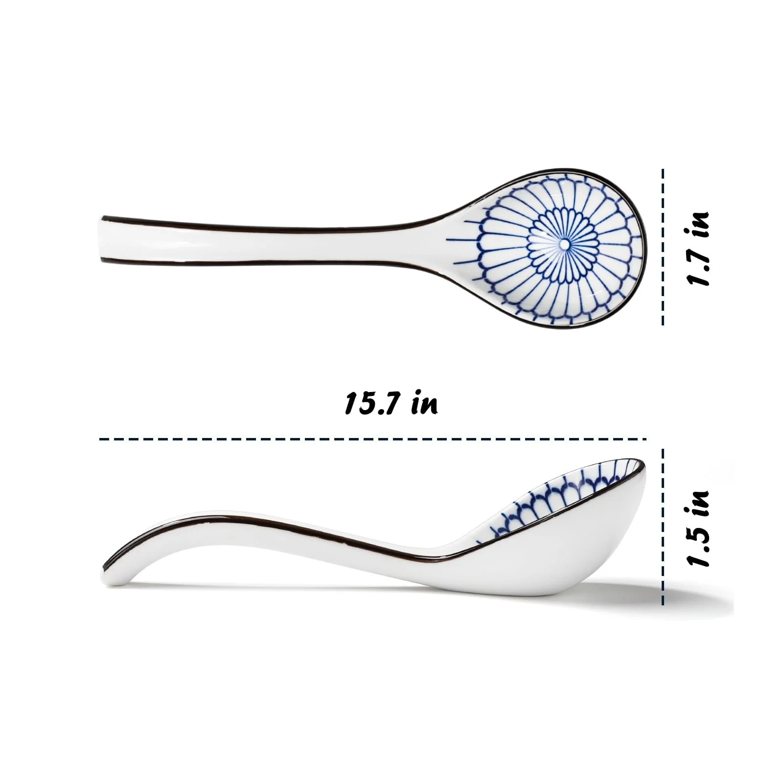 Керамическая ложка Суповая, Набор 6 штук, Керамическая ложка для азиатского супа, фото №4