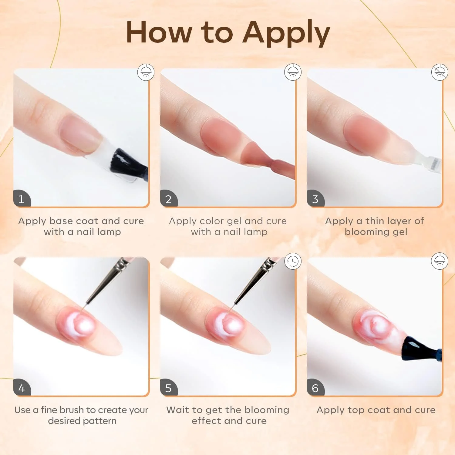 Гель-лак Modelones Blooming 15 мл для малювання на нігтях, мармуровий, акварельний, фото №6