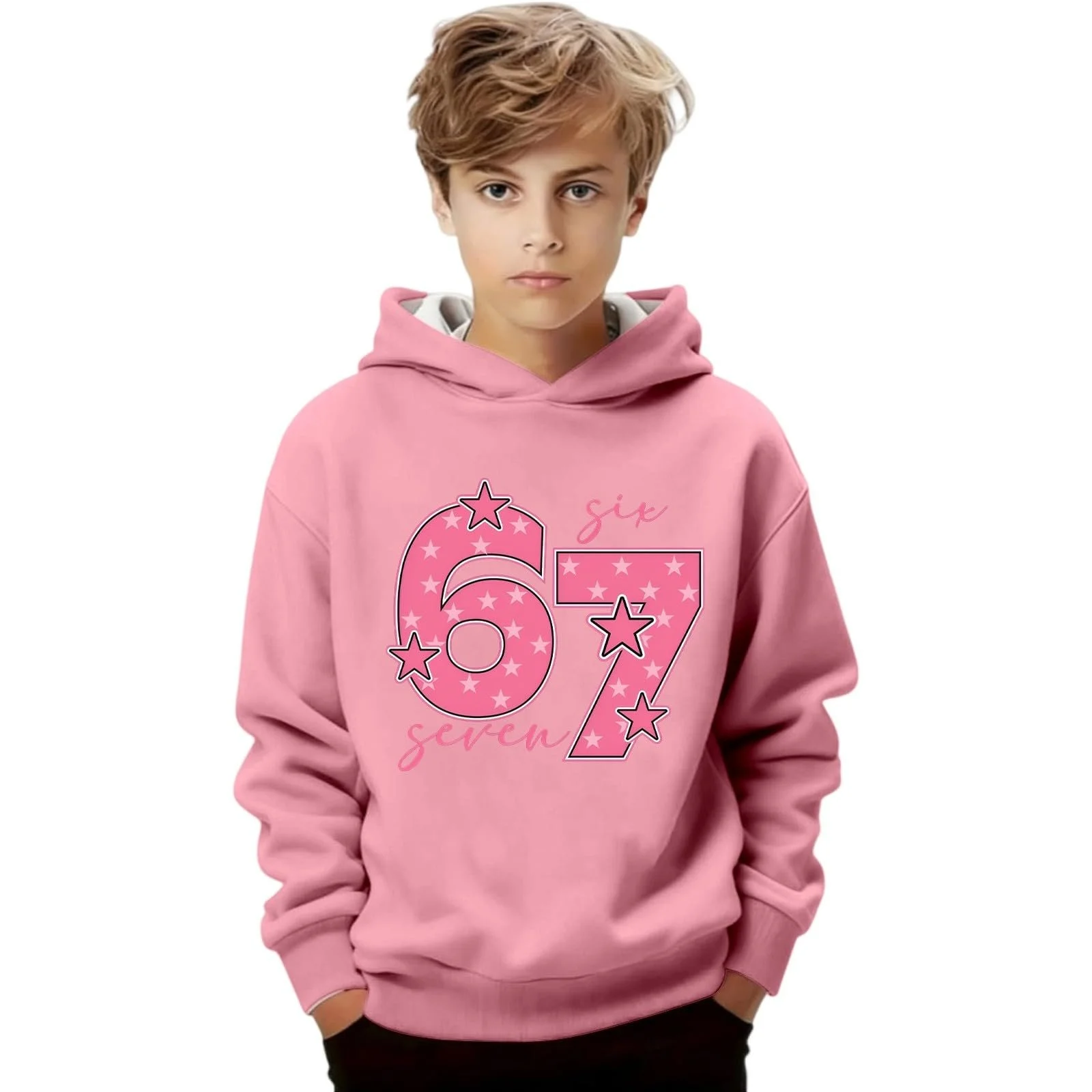 Детский пуловер с капюшоном 67 Cute Printed Retro 6 7 Meme с длинными рукавами Фестивальная толстовка для девочек Классическая зимняя одежда, фото №1 Детский пуловер с капюшоном 67 Cute Printed Retro 6 7 Meme с длинными рукавами Фестивальная толстовка для девочек Классическая зимняя одежда, фото №1