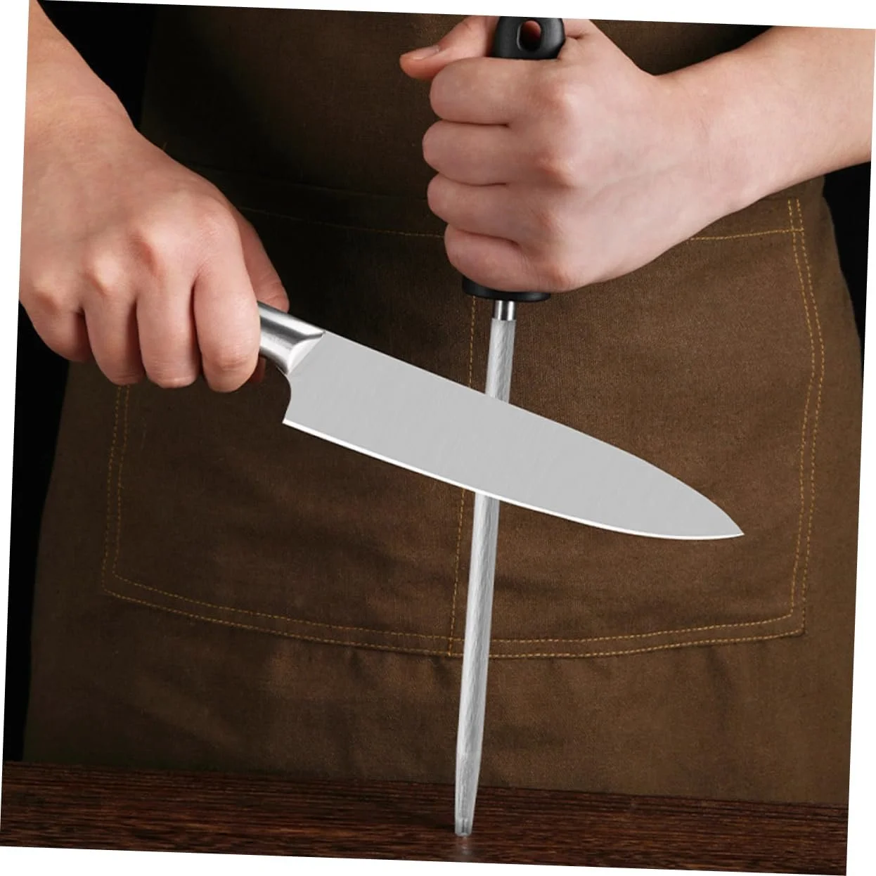 Професійне Точило 2 шт. з нержавіючої сталі та ПП з мусатом для кухонних ножів, фото №7