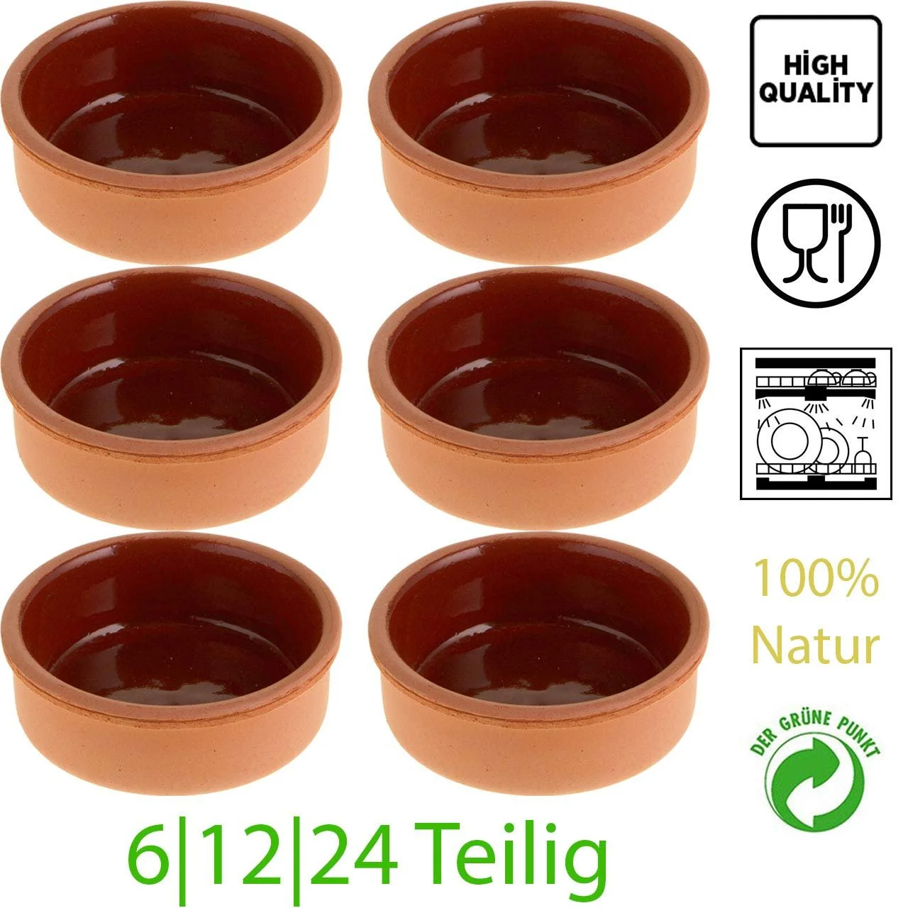 Горщики для запікання Kütahya Sütlac Kabi глиняні 10 см 6 шт. Коричневі, фото №2