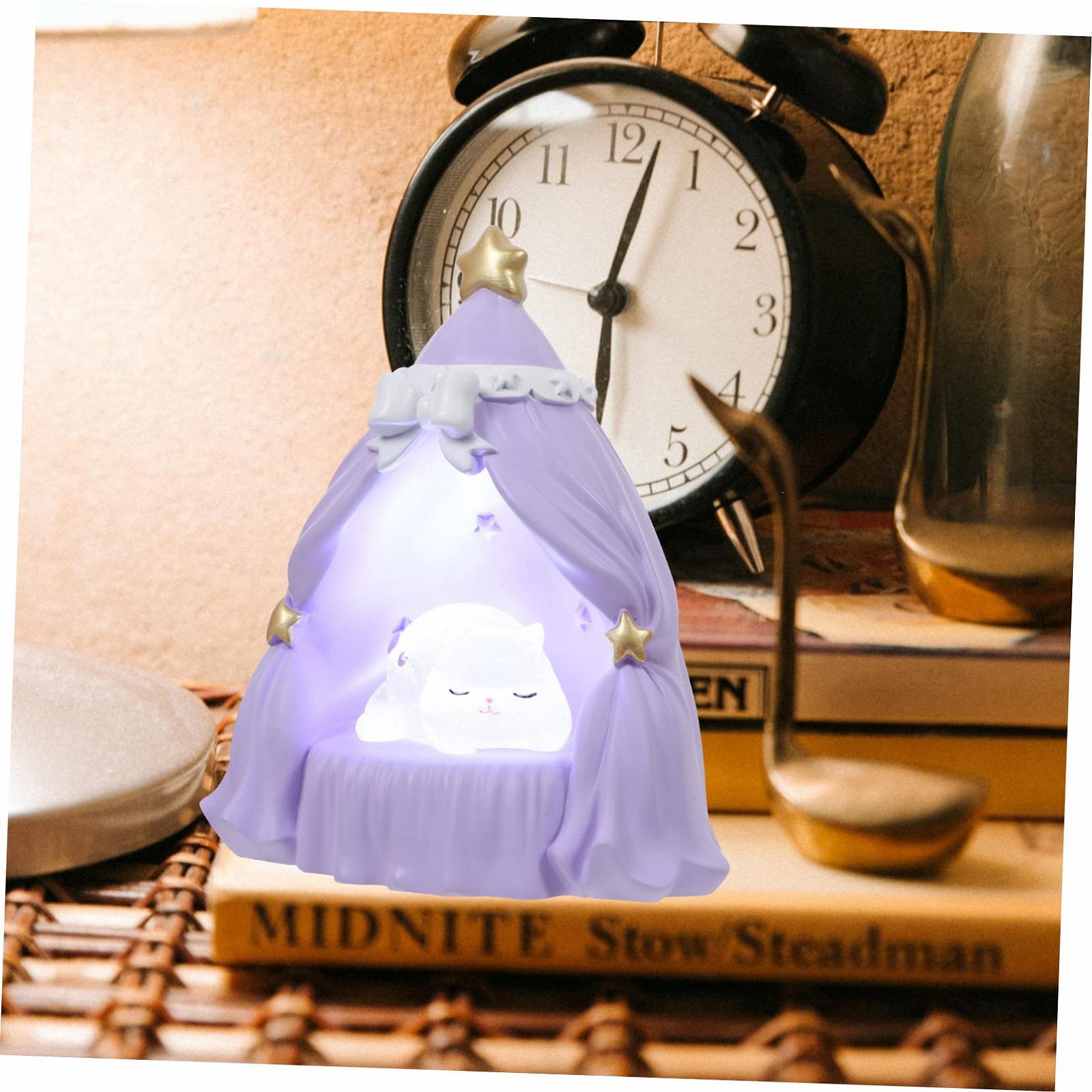 Настольная лампа AOKWAWALIY Katze Nachtlicht Kawaii в форме кошки ночник животное светодиодный светильник смена цветов кристалл декоративный свет фиолетовый, фото №3