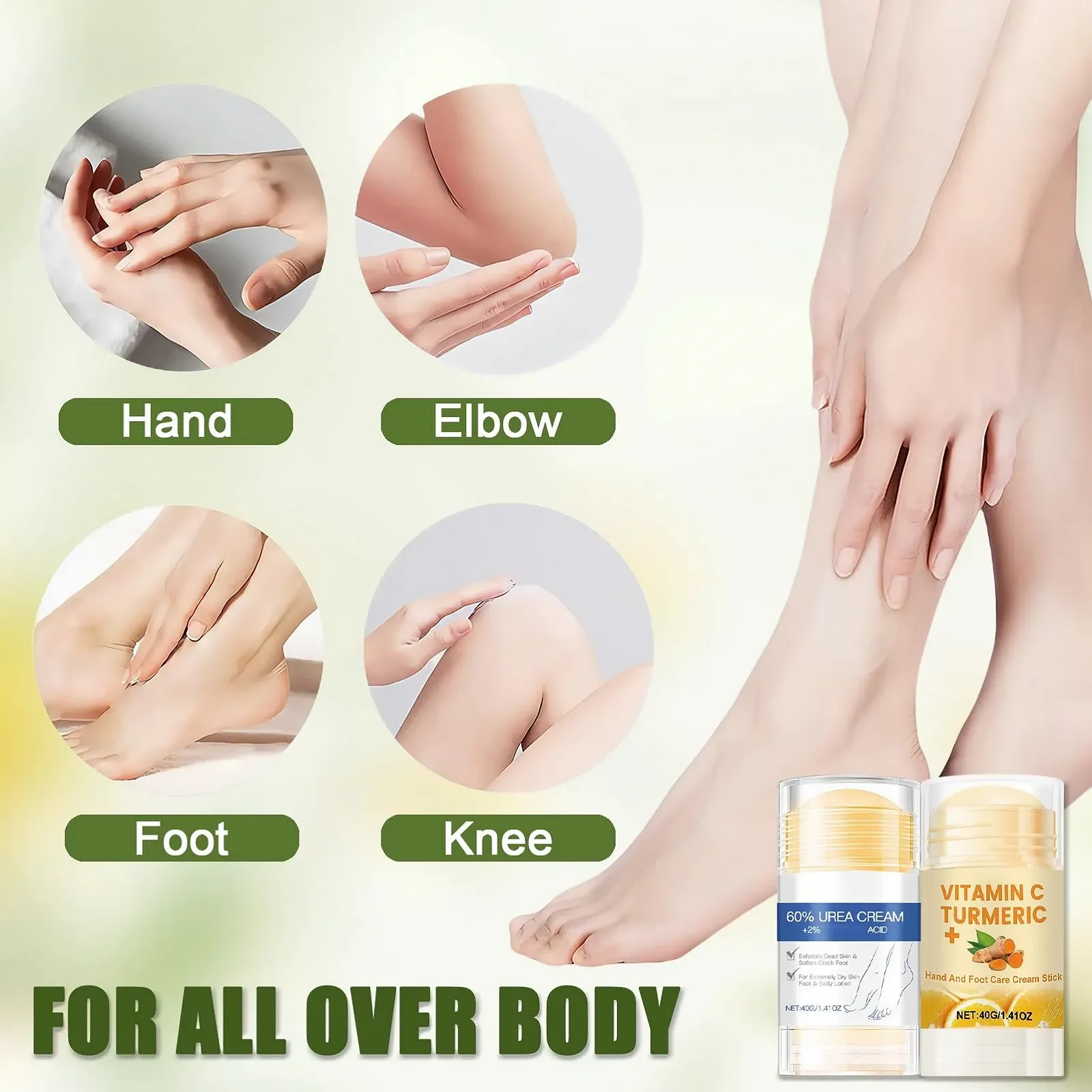 Набор для ног 2 шт. стик с куркумой и крем с мочевиной 60% увлажняющий против мозолей, фото №3