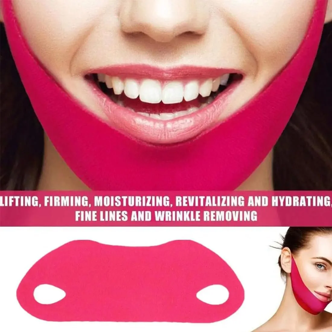 Набор масок для подтяжки V-линии QEQSHQO, для подтяжки двойного подбородка, увлажняющая гиалуроновая маска, маска V-образной формы против морщин, 3 шт, фото №2