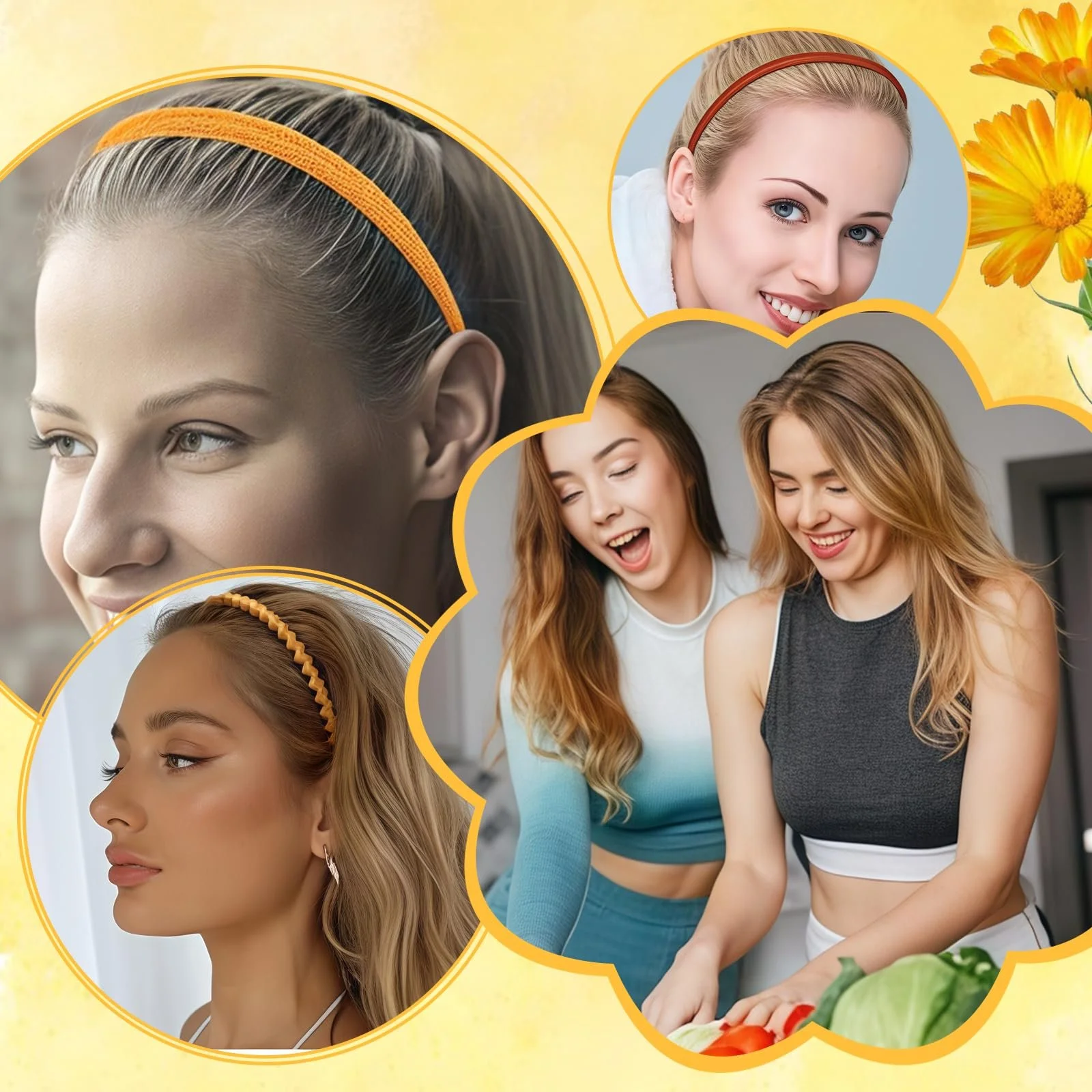 Набір тонких обручів 7 мм для волосся для дівчат та дітей, 12 шт, різнокольоровий, L, фото №6