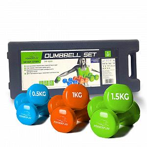 Набір гантелей в кейсі 6 кг PowerPlay 4103 Fitness Dumbells (2шт.*0,5кг. 2шт.*1кг. 2шт.*1,5кг.) - Фото 1
