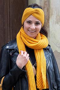 Повязка на голову Вязаная styleBREAKER 04026054 с узлами, чесночный узор, теплая зимняя synthetic.ua - Фото 1