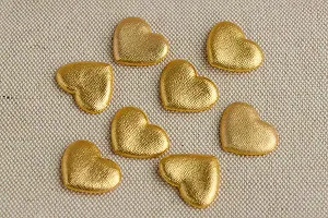 Набор патчей для декора Лентомания сердечки тканевые 27*20 мм золотые 2 шт PTCH2720GLD - Фото 1