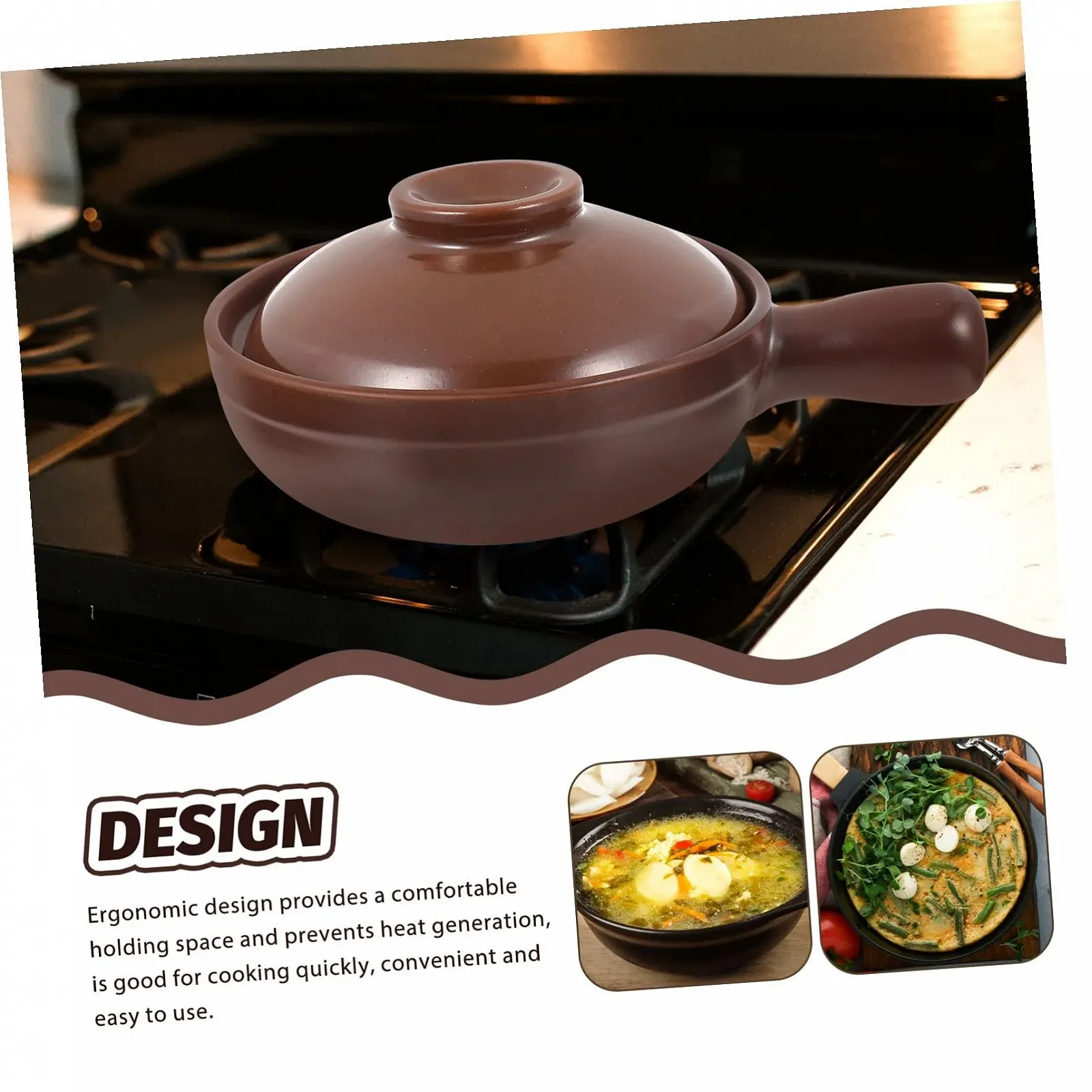 Кастрюля керамическая с термостойкой ручкой и крышкой антискользящая, фото №7