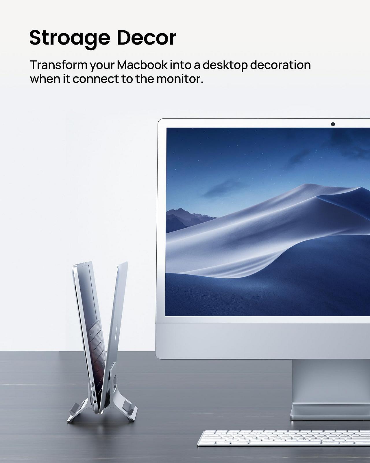 Подставка для ноутбука SODI, вертикальная подставка для MacBook Air, MacBook Pro, iPad, iPhone, регулируемая подставка для MacBook, серебристая, фото №4