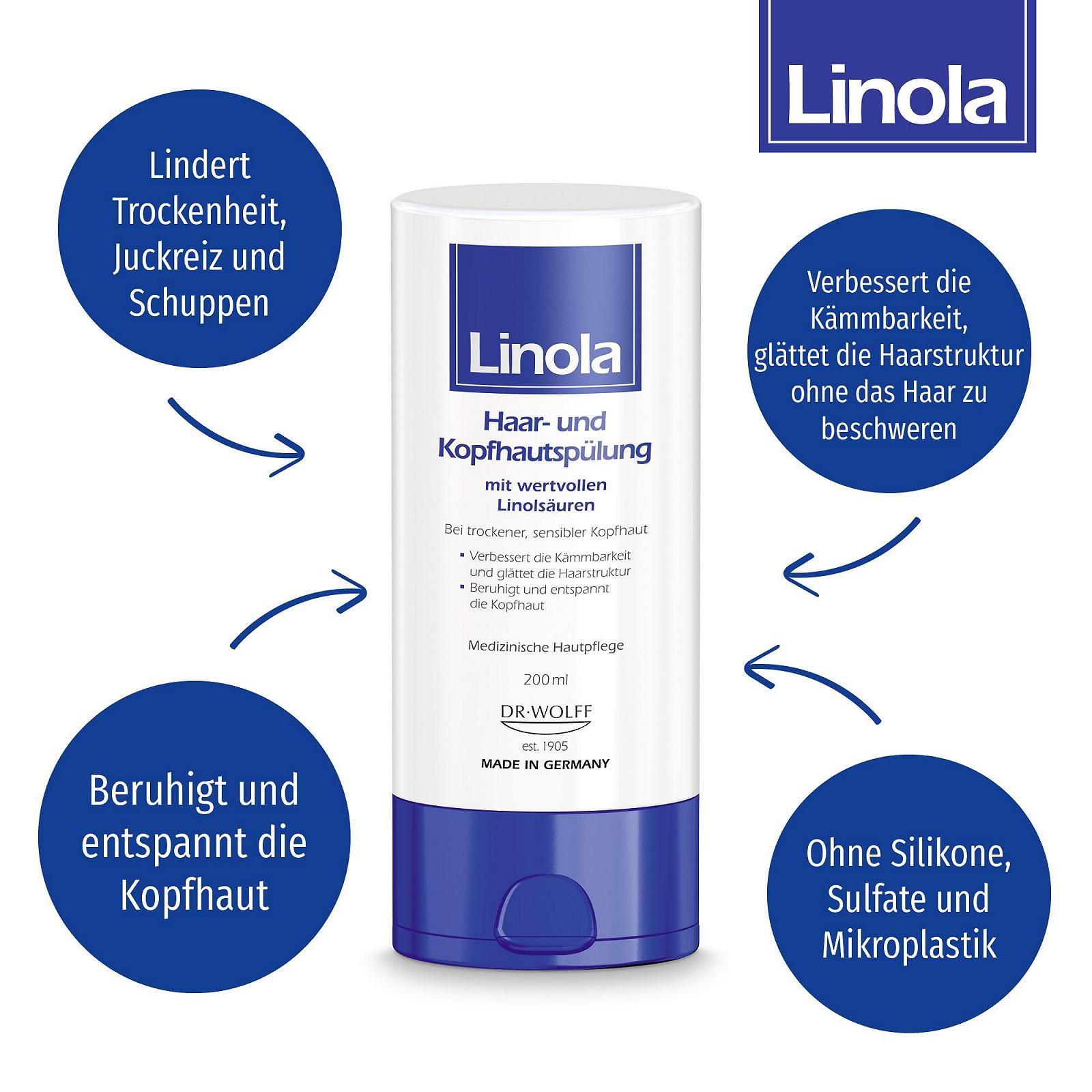 Кондиционер Linola Hair and Scalp 2 x 200 мл для сухой и чувствительной кожи головы, фото №2