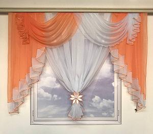 Короткая тюль в детскую ALBO 200x160 cm Персиковая (KU-176-30) - Фото 1