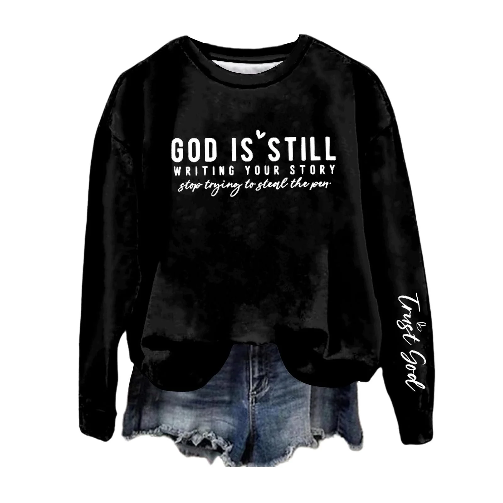 Женская Толстовка с круглым вырезом для зимы, осени, эстетичная, буквенная мода, с круглым вырезом, худи, графическая, Y2K, свободная посадка, персонализированная, милая, деревенская, фото №1