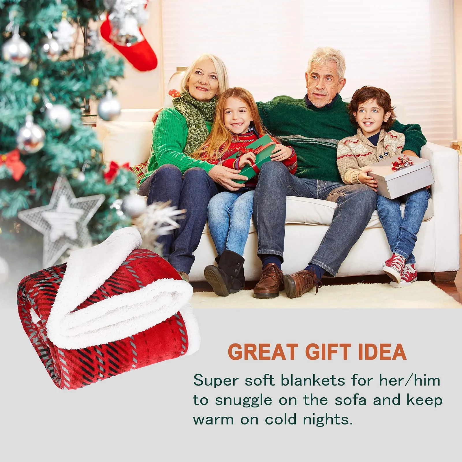 Плед Sherpa Catalonia Plaid Checked, Пухнастий плед, Дуже м'який теплий флісовий плед, Накидка на диван, фото №6