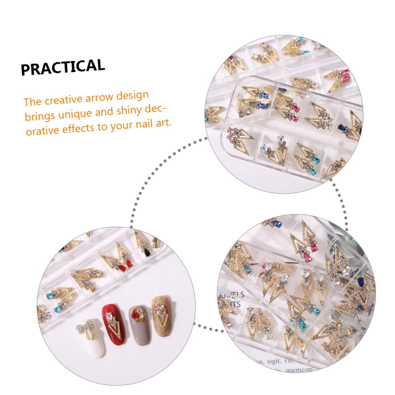 Підвіска для нігтів зі стразами PLAFOPE Стріла зі сплаву, 72 шт., фото №9