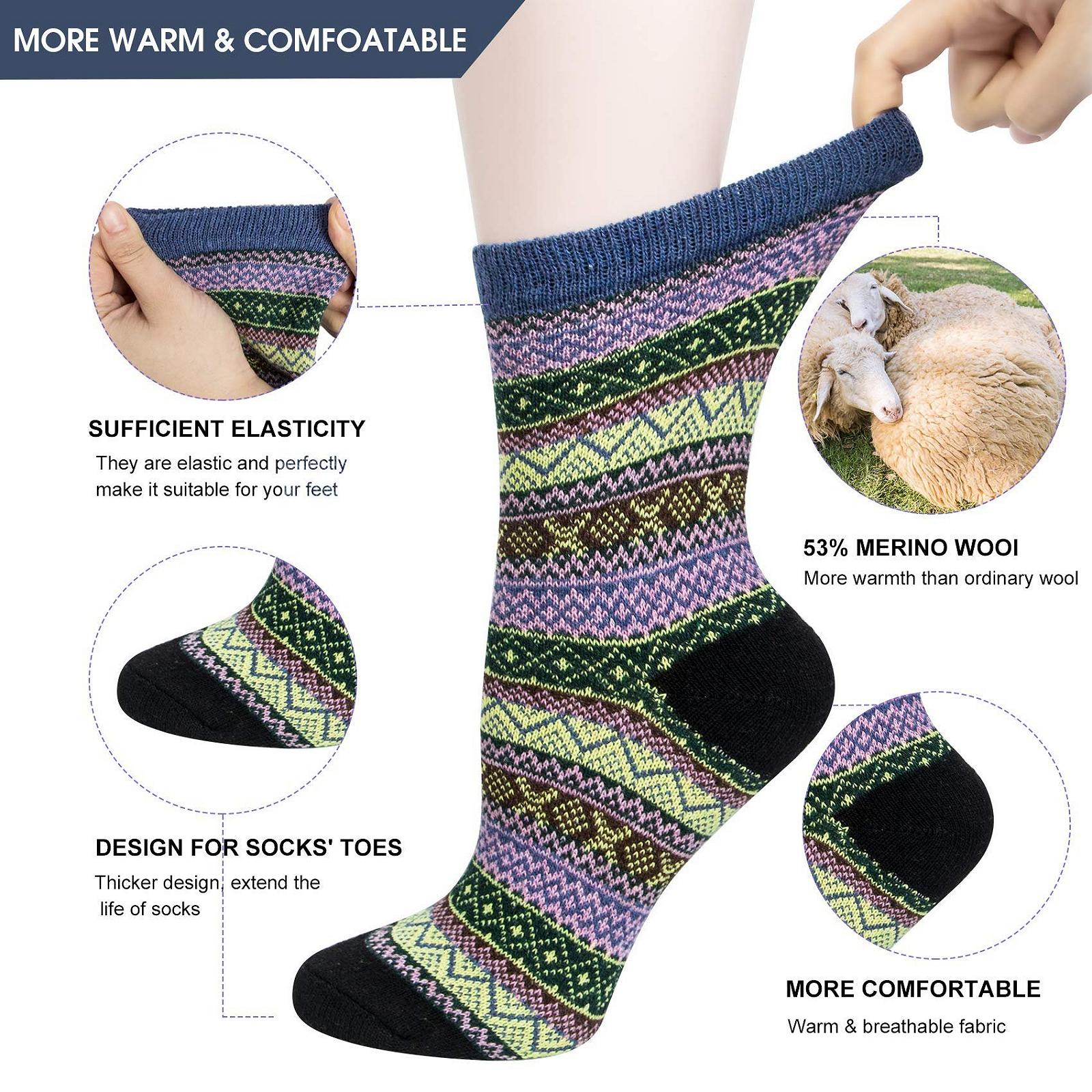 Носки Justay Merino Wool, 5 пар, зимние, для хайкинга, теплые, толстые, дышащие, функциональные, для всех видов деятельности, размер 36-42, фото №2