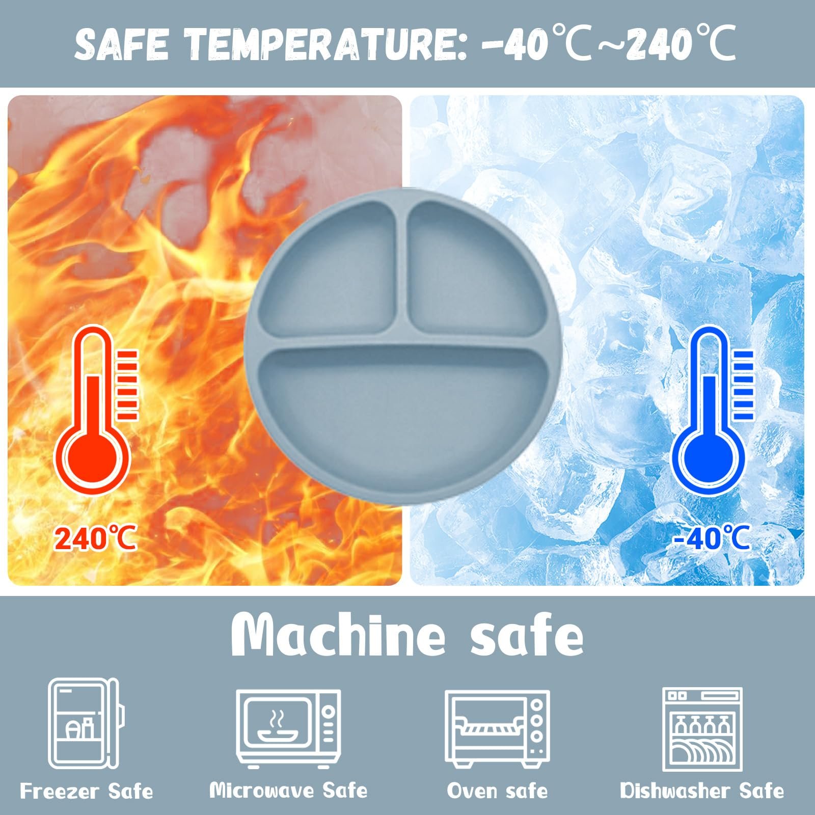 Набор детской посуды Bizcasa Силиконовый, 14 предметов: тарелка, миска, вилка, фрутница, контейнер для заморозки детского пюре, прорезыватель, без BPA, фото №7 Набор детской посуды Bizcasa Силиконовый, 14 предметов: тарелка, миска, вилка, фрутница, контейнер для заморозки детского пюре, прорезыватель, без BPA, фото №7