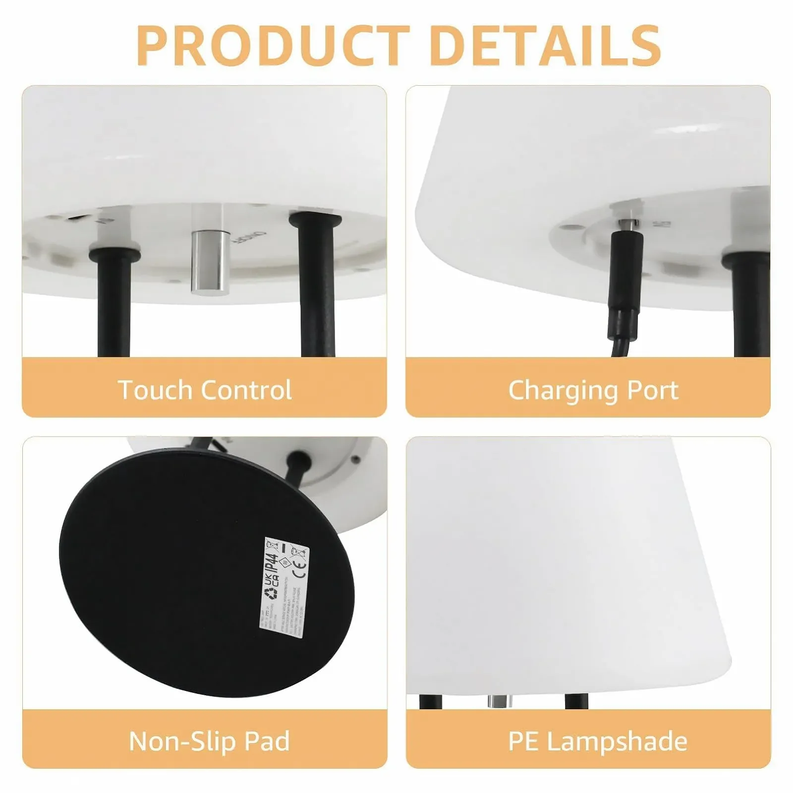 Настольная лампа MALUX Cone аккумуляторная сенсорная IP44 USB-C, фото №3