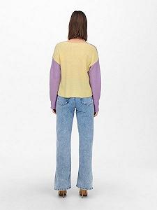 Пуловер ONLNICCI L/S BLOCK PULLOVER EX KNT 15257294-Rose Smoke-Detail:CROCUS PETAL/PASTEL YEL ONLY S synthetic.ua - Фото 1