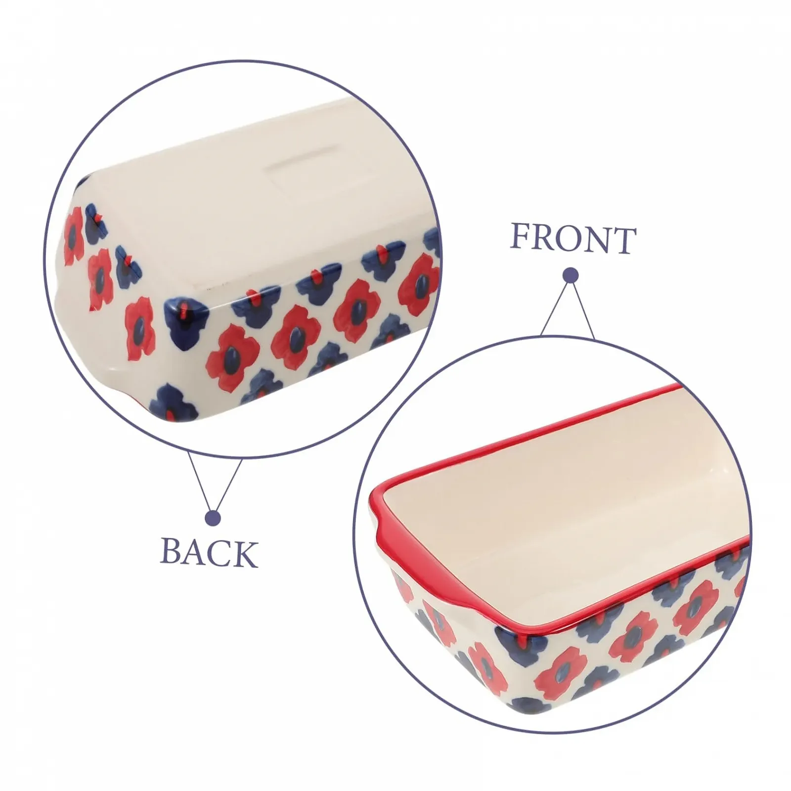 Форма для запікання BESTYASH Керамічна прямокутна з двома ручками для мікрохвильової печі та духовки, фото №4