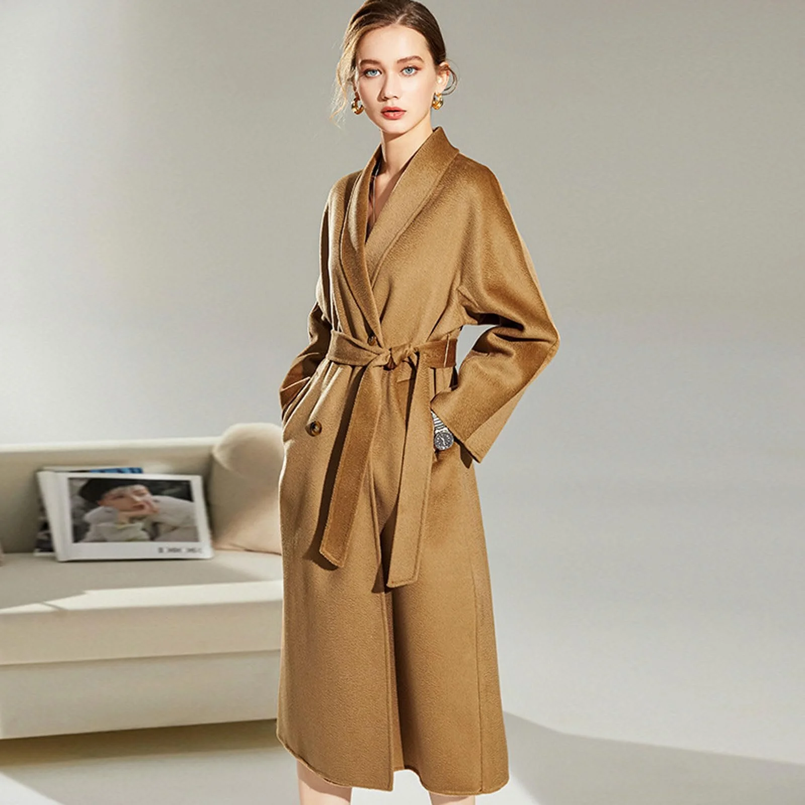 Вовняне пальто BAICAIBAI Жіноче зимове, фото №3 Вовняне пальто BAICAIBAI Жіноче зимове, фото №3