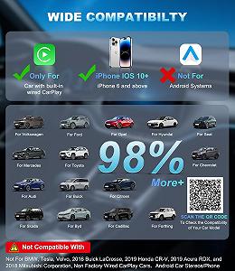 Беспроводной адаптер CarPlay для iPhone - Обновление до беспроводного CarPlay, Plug & Play, USB/Type-C, Мини и стабильный беспроводной автомобильный адаптер, совместимый с Apple iOS 10+ и автомобилями с проводным CarPlay начиная с 2016 года synthetic.ua - Фото 1