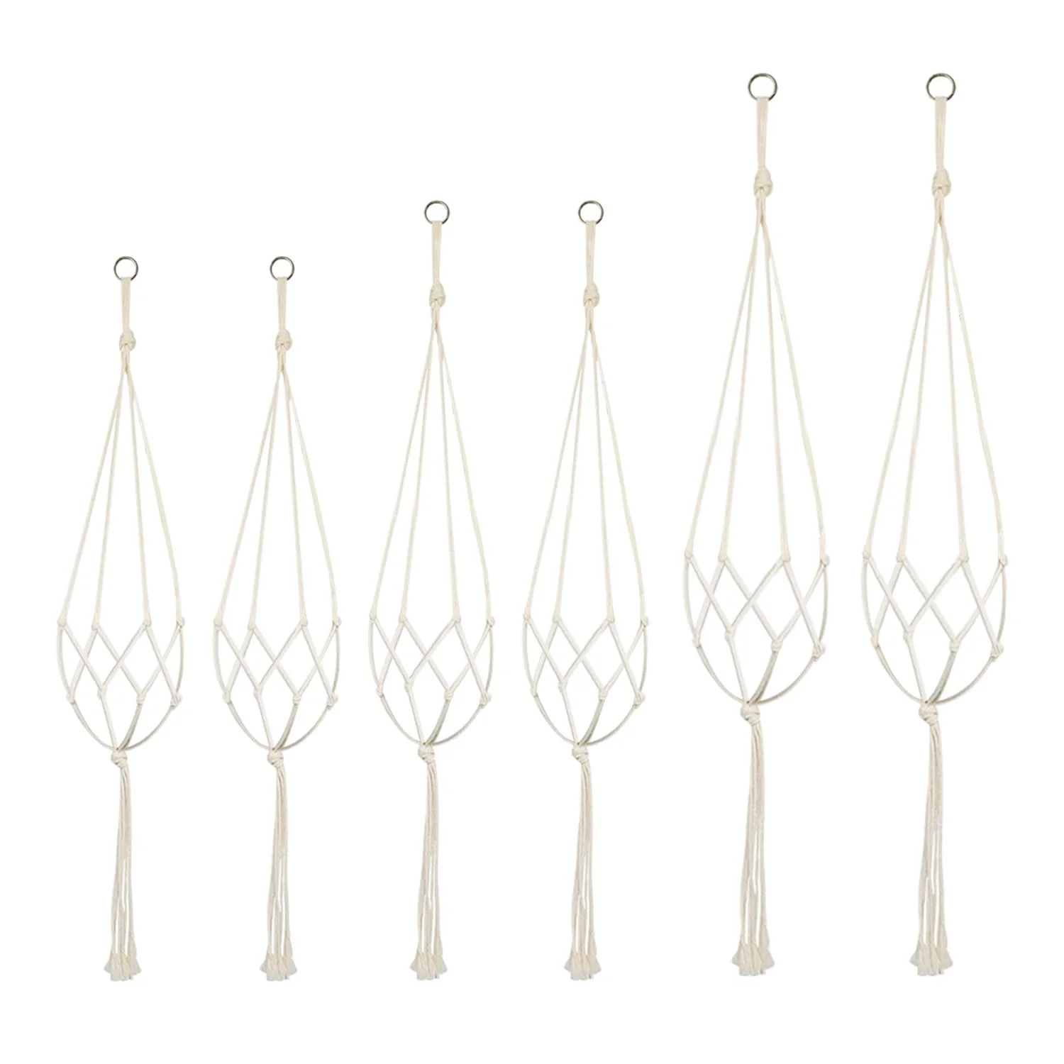 Кошик підвісний макраме Біла сітка Підвісний квітковий горщик Набір 6 шт., фото №1 Кошик підвісний макраме Біла сітка Підвісний квітковий горщик Набір 6 шт., фото №1