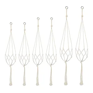 Кошик підвісний макраме Біла сітка Підвісний квітковий горщик Набір 6 шт. - Фото 1