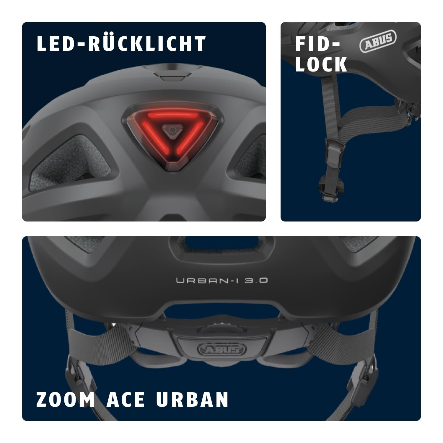 Шолом ABUS Urban-I 3.0 Міський Велосипедний Унісекс для дорослих Характеристики Задній Ліхтар, Козирок і Магнітна Застібка, фото №4