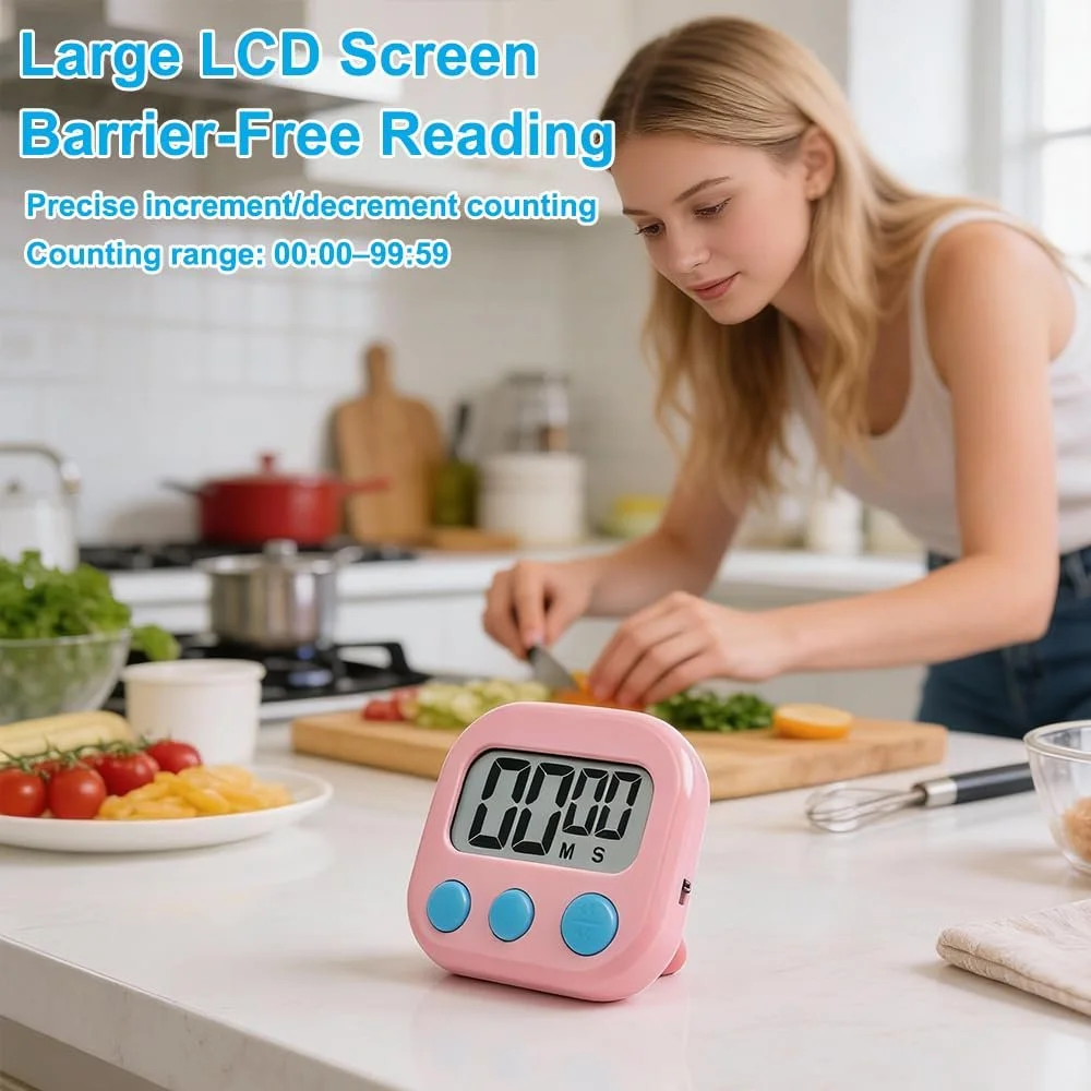 Магнітний кухонний таймер Digital Timer (набір 10 шт.) з LCD-дисплеєм та складаною підставкою, фото №5