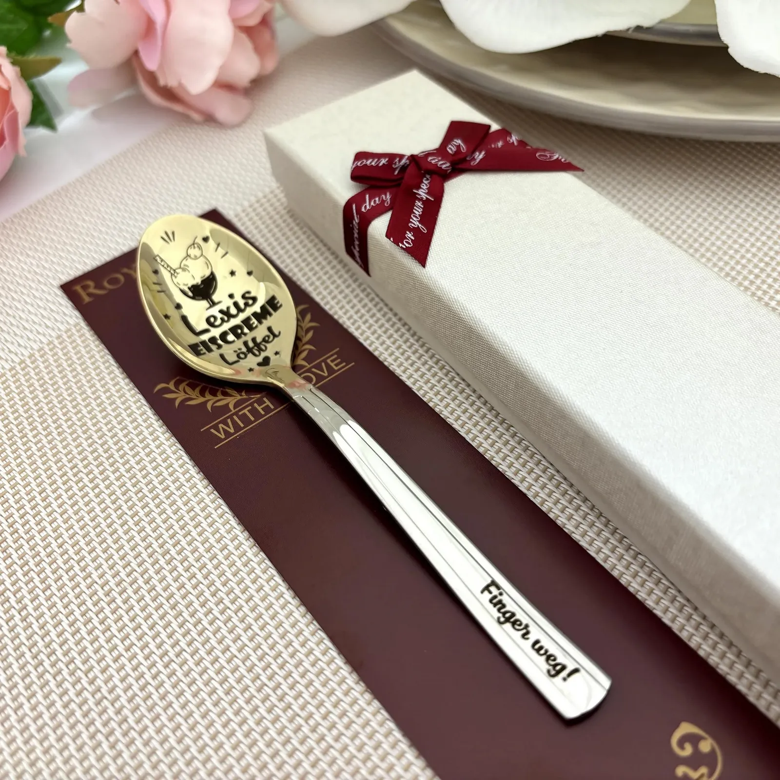 Персоналізована Ложка для Морозива Золота з Нержавіючої Сталі, фото №3