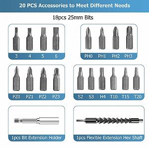 Викрутка електрична JENABOM пряма маленька бездротова 3.6 В 5 Н·м (21-елементний набір) synthetic.ua - Фото 1