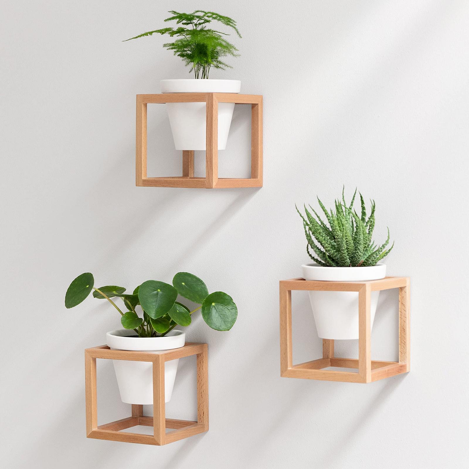 Настінні вази Kazai Lille Набір із 3 предметів Кераміка та дерево Натуральний коричневий, фото №1 Настінні вази Kazai Lille Набір із 3 предметів Кераміка та дерево Натуральний коричневий, фото №1