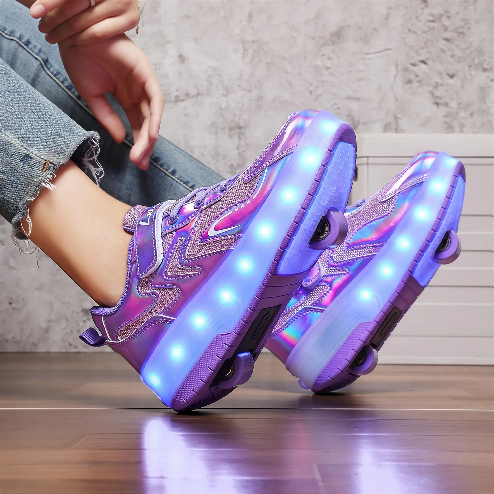 Детские кроссовки на роликах с LED подсветкой, фото №8