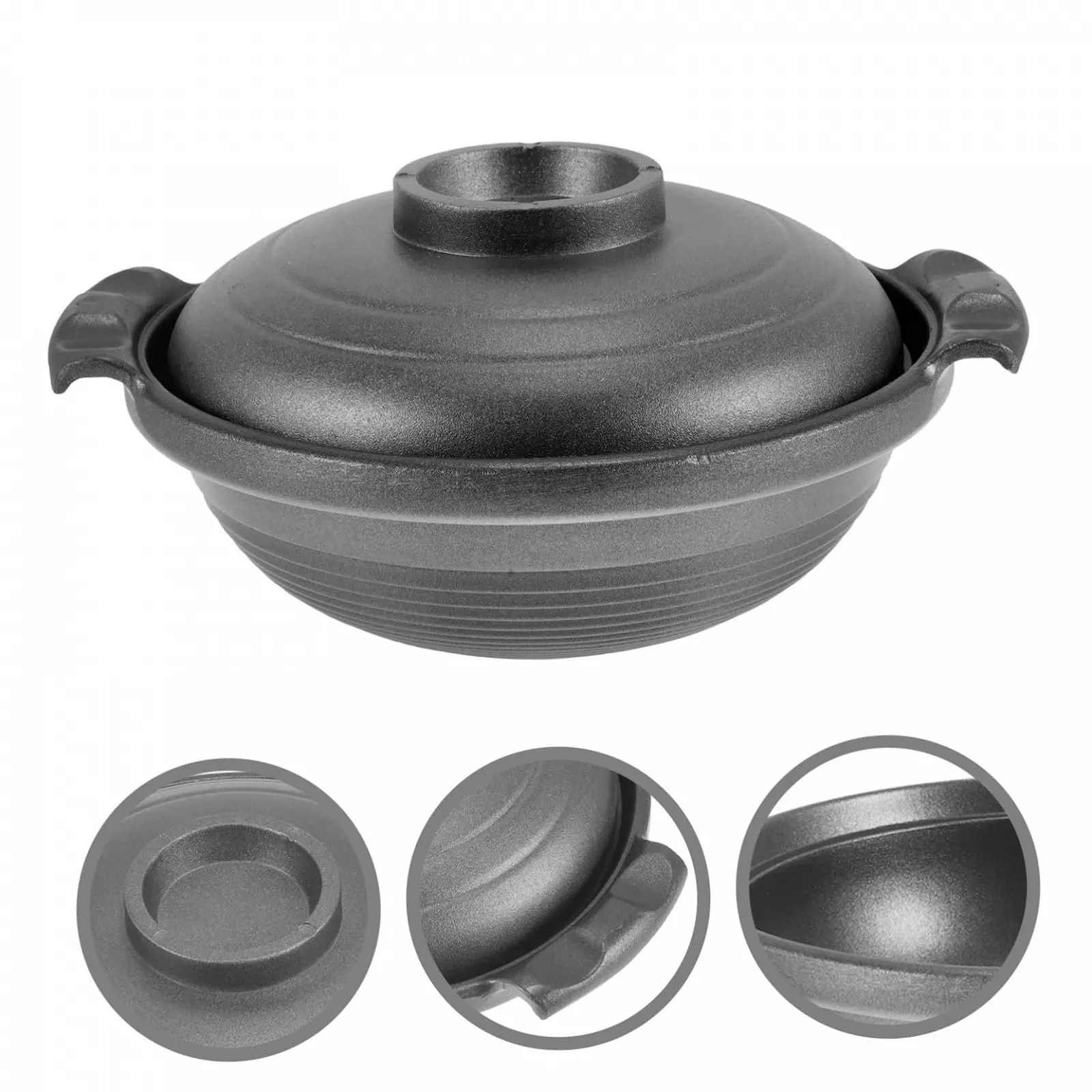 Кастрюля керамическая Мультифункциональная Термостойкая Антипригарная с двойными ручками Белая, фото №8